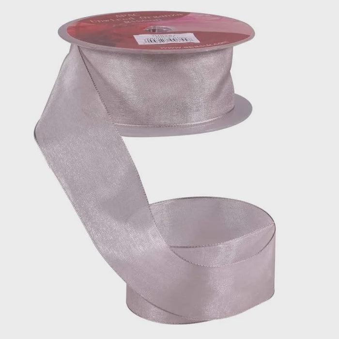 Organza Ribbon with Wired Edge - Silver - 38mm