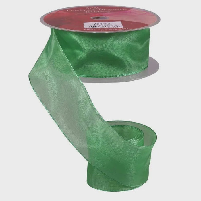Organza Ribbon with Wired Edge - Emerald - 38mm