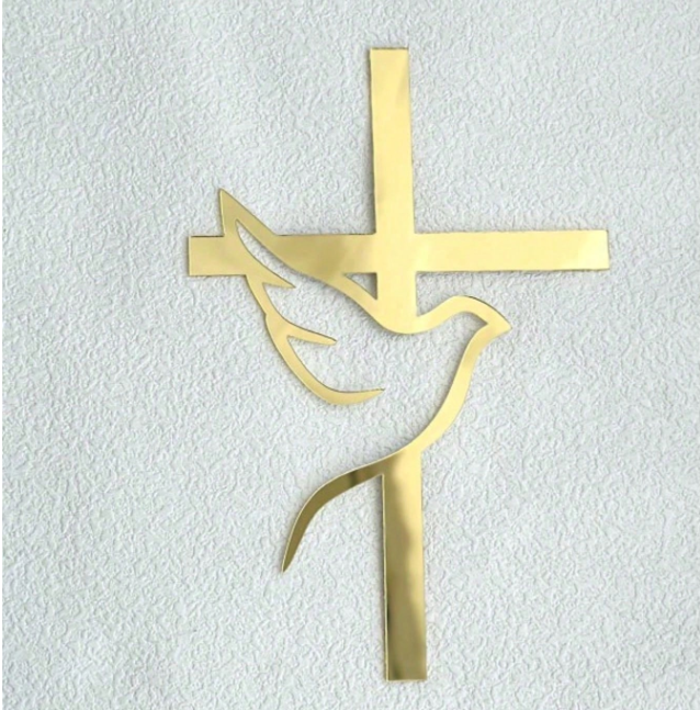 Gold Dove and Cross Cake Topper