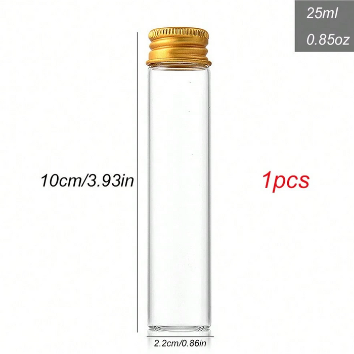 Glass Tube with Gold Screw Top