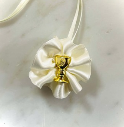 Domna for Girls - Ivory Satin with Gold Chalice