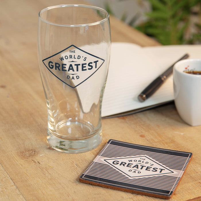 Beer  Glass and Coaster Set - Dad