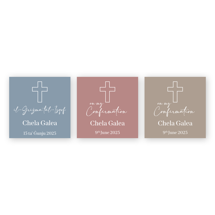 Tags Personalized - Confirmation - Cross with Solid Background