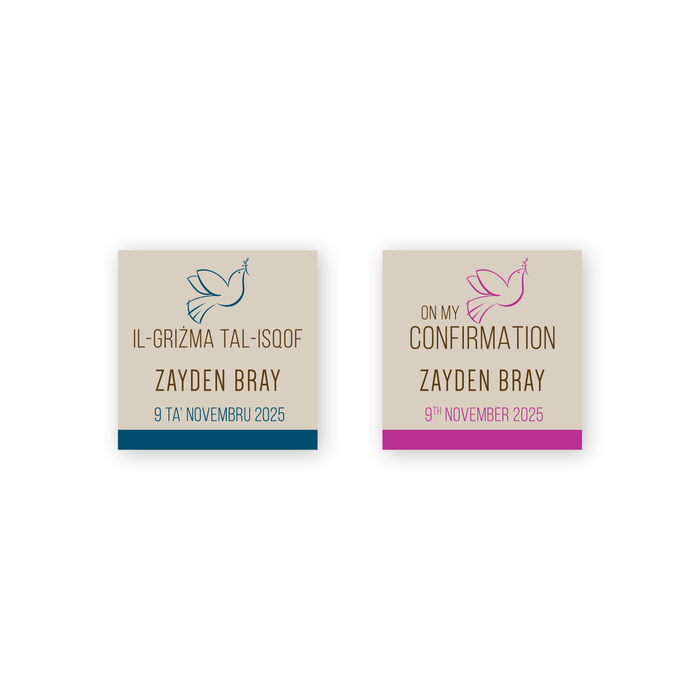 Tags Personalized - Confirmation - Dove with Olive Branch