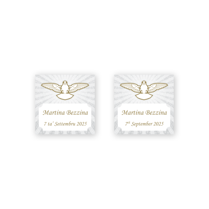 Tags Personalized - Confirmation - Dove with Rays