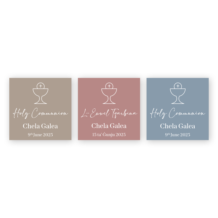Tags Personalized - First Holy Communion - Chalice with Solid Background