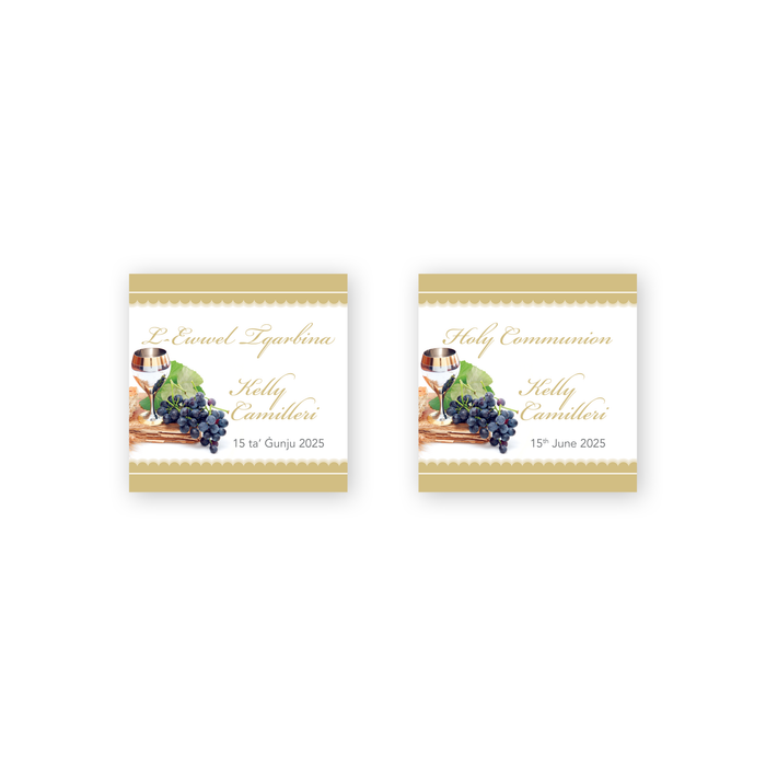 Tags Personalized - First Holy Communion - Chalice, Bread and Grapes