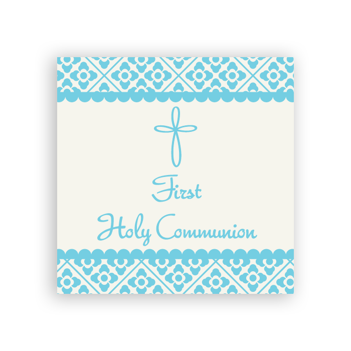 Tags Fill-in - First Holy Communion - Damask Tiles - Blue