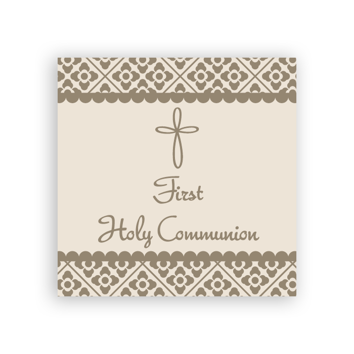 Tags Fill-in - First Holy Communion - Damask Tiles - Taupe