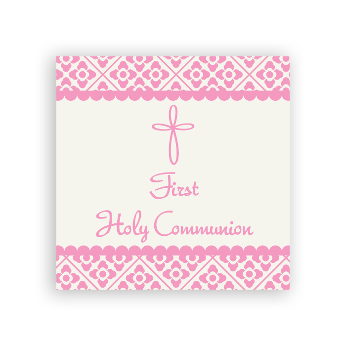 Tags Fill-in - First Holy Communion - Damask Tiles - Pink