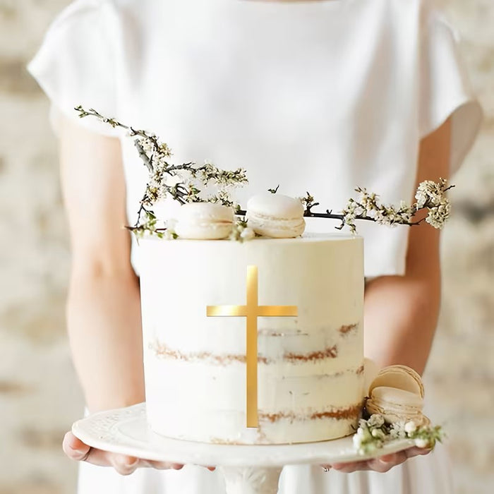 Plain Gold Cross Cake Topper