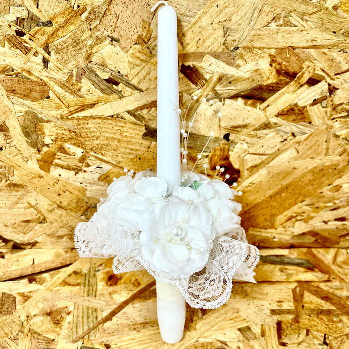 White Girl Candle Bouquet Pearl Flower