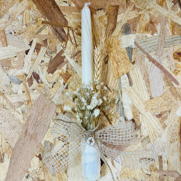 Boy Candlestick - Ivory Cross Charm