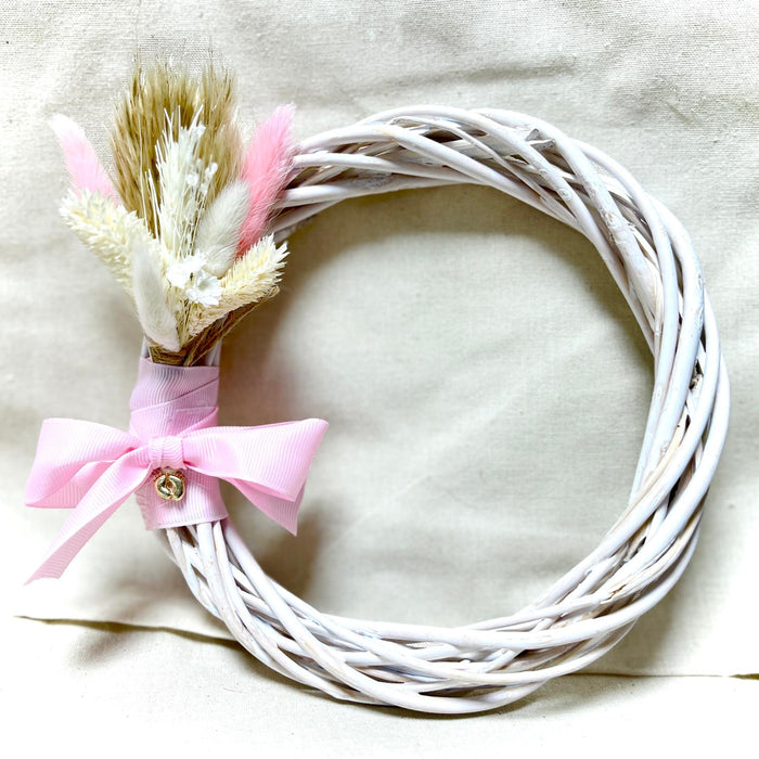 Wreath - Boho Pink with Baby Feet Charm