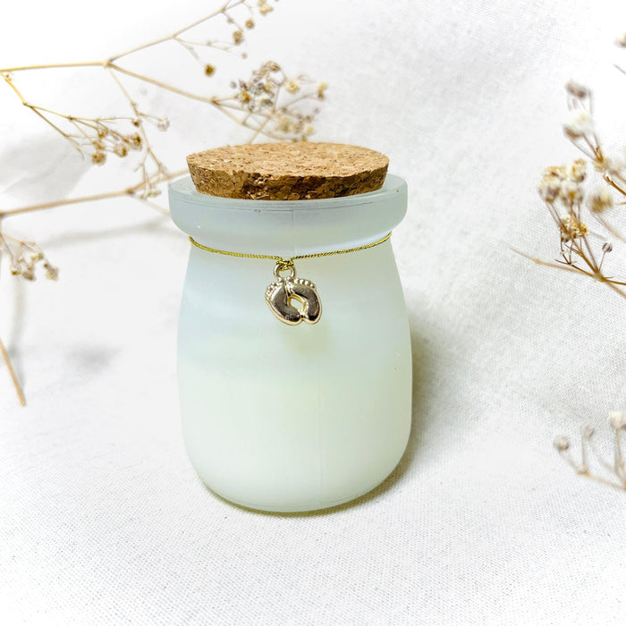 Scented Candle with Baby feet design on Gold Cord