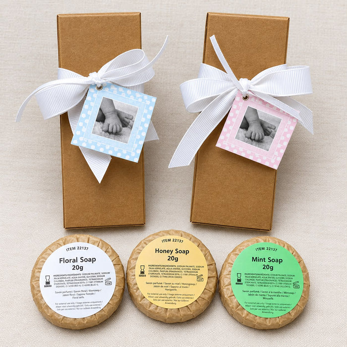 Soap Soap Set of 3 - Baby Pink Tag - White Ribbon