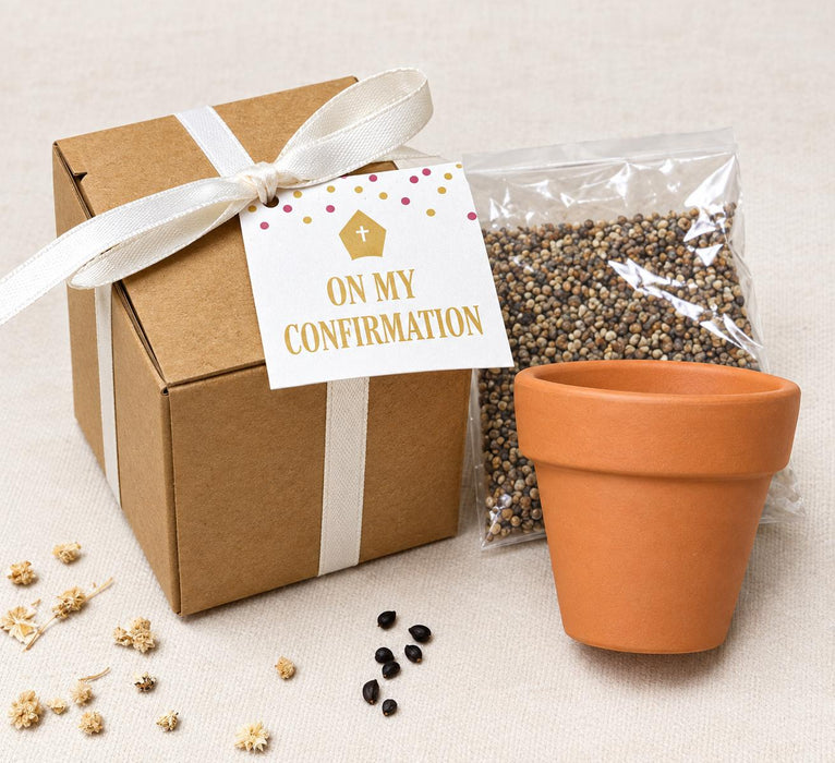 Terracotta Pot with Petunia Seeds - Confirmation Tag