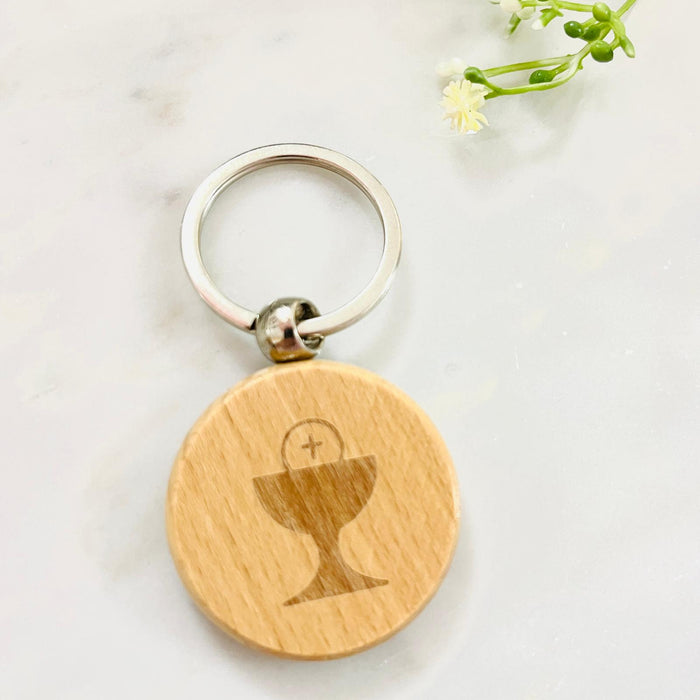 Beech Wood Keychain with Chalice Impression