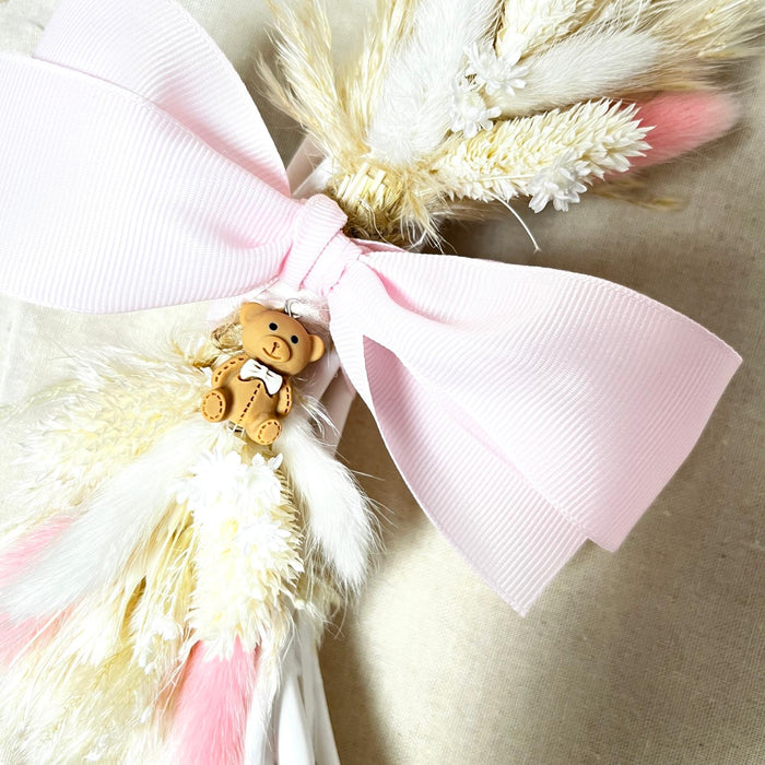Wreath - Boho Pink with Teddy Bear Charm