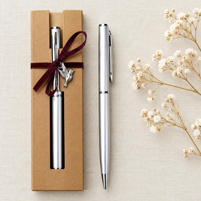 Pen in Pouch with Silver Dove Charm
