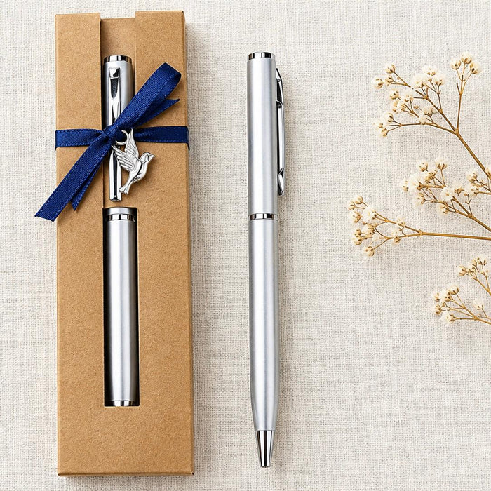 Pen in Pouch with Silver Dove Charm