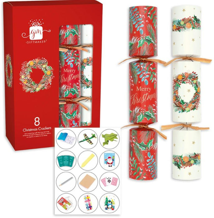 Traditional Foliage Christmas Crackers - 8pk