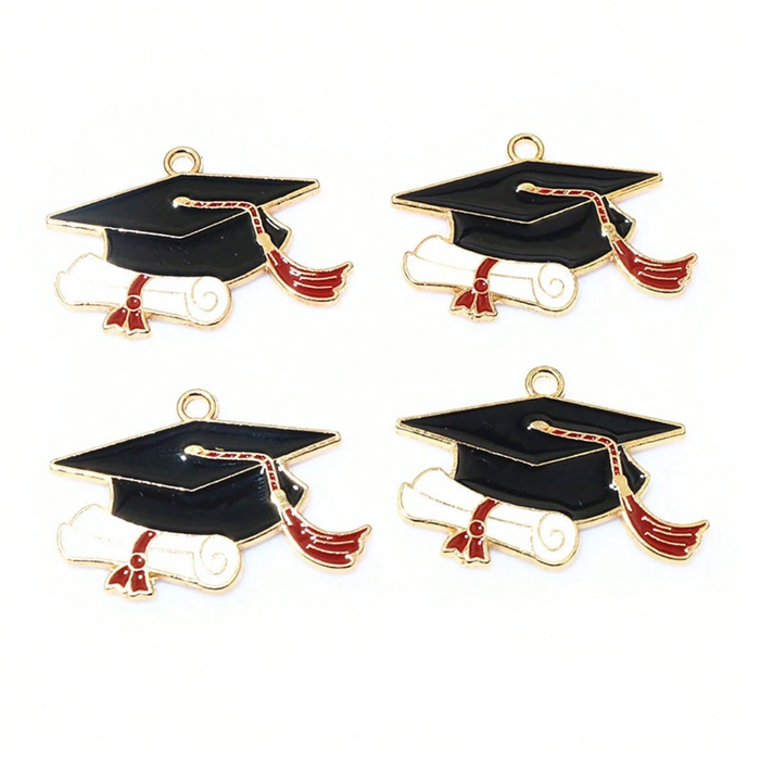 Graduation Charms - Hat and Scroll - Gold Edge