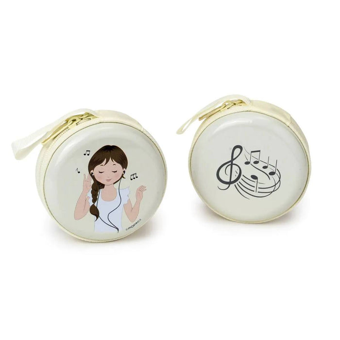 Metallic coin purse girl music with zipper Ø7cm