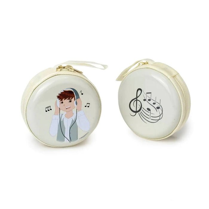Metallic coin purse boy music with zipper Ø7cm