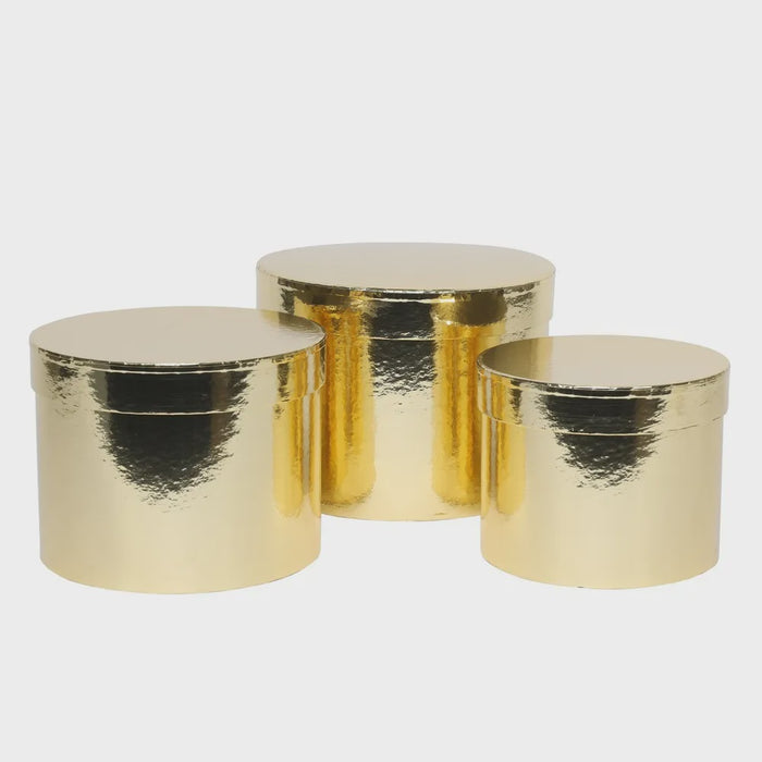 Metallic Gold Hat Box - 3 sizes