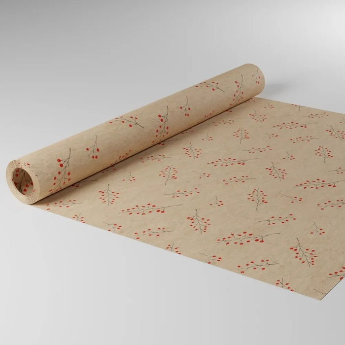 Nat Kraft Red Berry Paper - Christmas Wrapping 50cmx100m