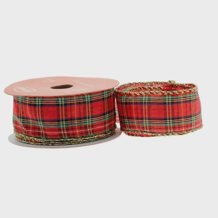 Wired Tartan Ribbon (38mm) x 10 yards