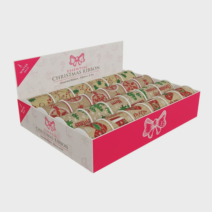 Hessian holiday Ribbons 63mm x 2.7m