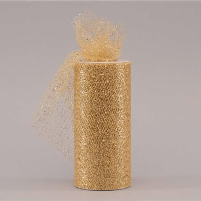 Gold Glitter Tulle (15cm x 23m)