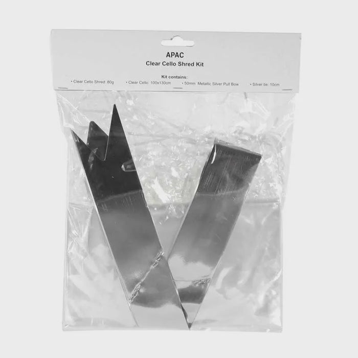 Clear Cello Hamper Kit (Shred/Film/Silver Bow)