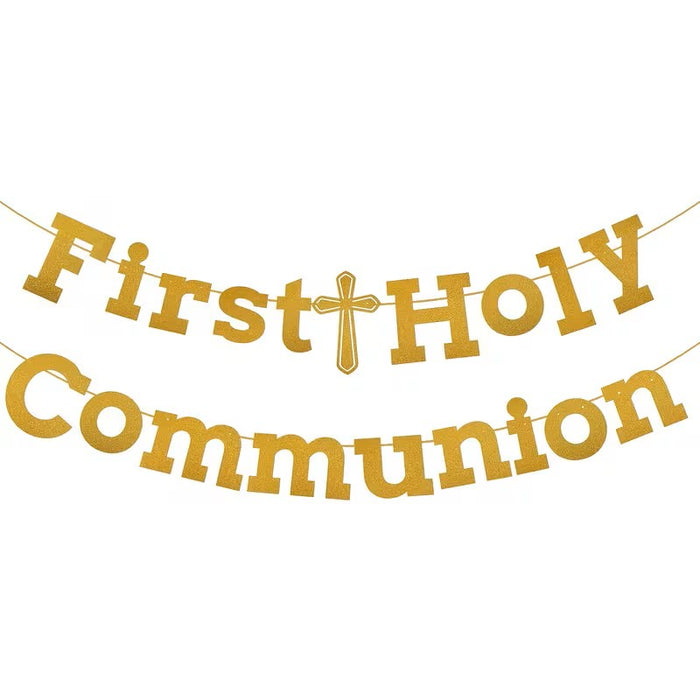 First Holy Communion - Gold Letter Banner