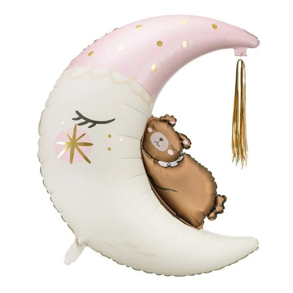 Foil balloon Teddy bear on the moon, 80x98 cm, mix