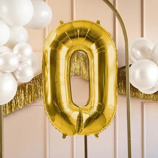 Foil Balloon Number ''0'', 72cm, light gold