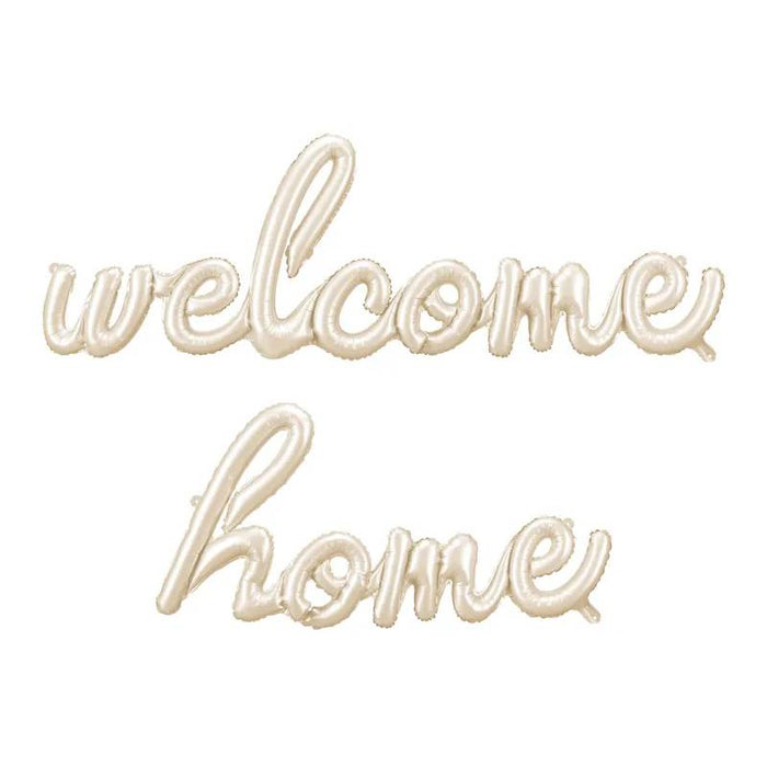 Foil balloon Welcome Home, 335x71 cm, cappuccino