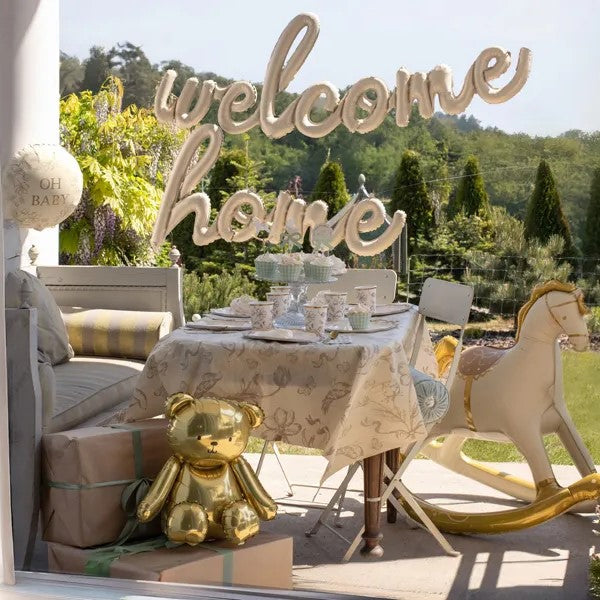 Foil balloon Welcome Home, 335x71 cm, cappuccino