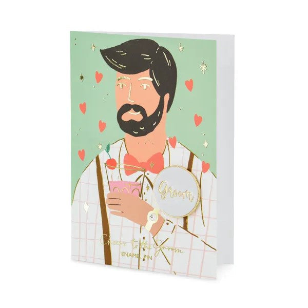 Card with enamel pin Groom, 10.5x15 cm