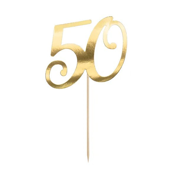 Cake topper ''50'', gold, 20.5cm
