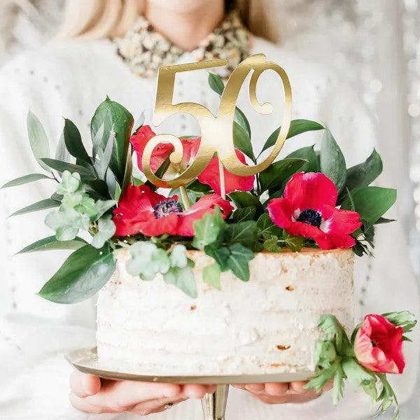 Cake topper ''50'', gold, 20.5cm