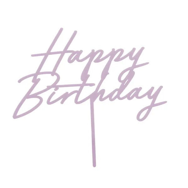 Acrylic cake topper ''Happy Birthday'', purple, 16.5 cm