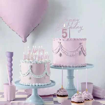 Acrylic cake topper ''Happy Birthday'', purple, 16.5 cm