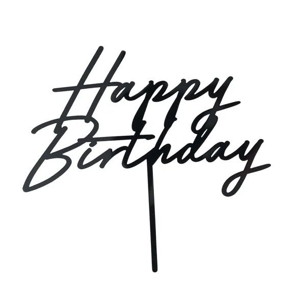 Acrylic cake topper ''Happy Birthday'', black, 16.5 cm