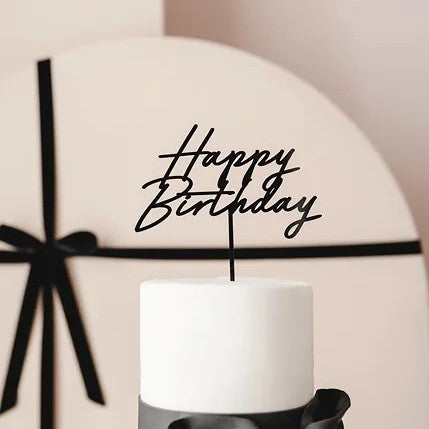 Acrylic cake topper ''Happy Birthday'', black, 16.5 cm