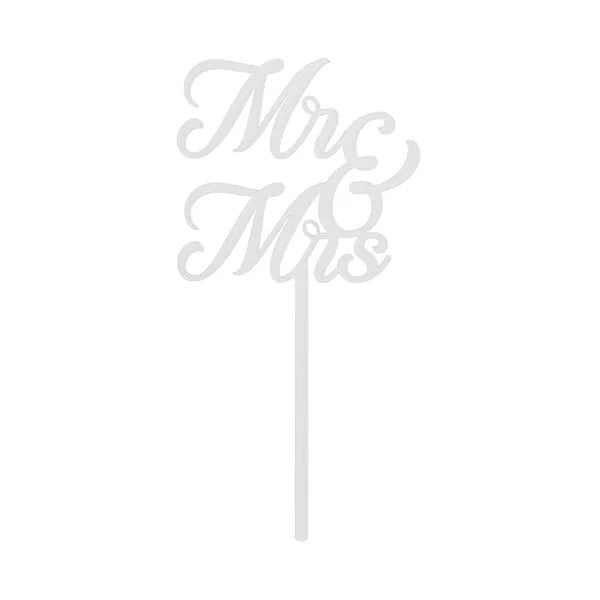 MR & MRS Acrylic Cake Topper, white, 16.5 cm