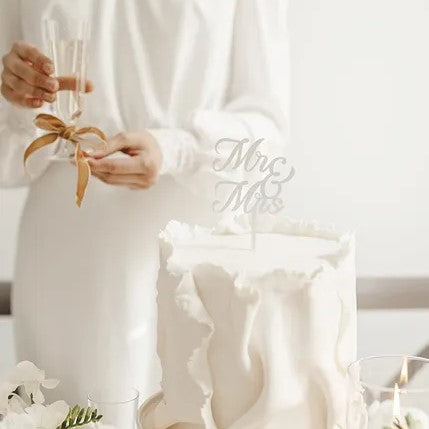 MR & MRS Acrylic Cake Topper, white, 16.5 cm