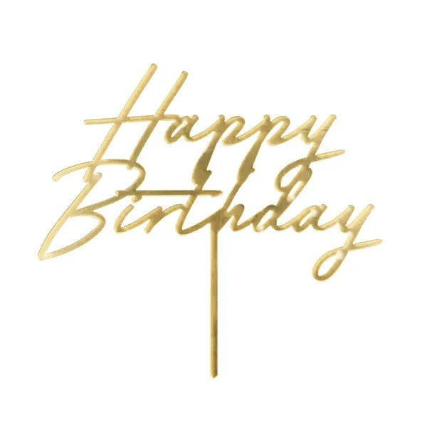 Cake topper Happy Birthday, 18x16.5 cm, gold